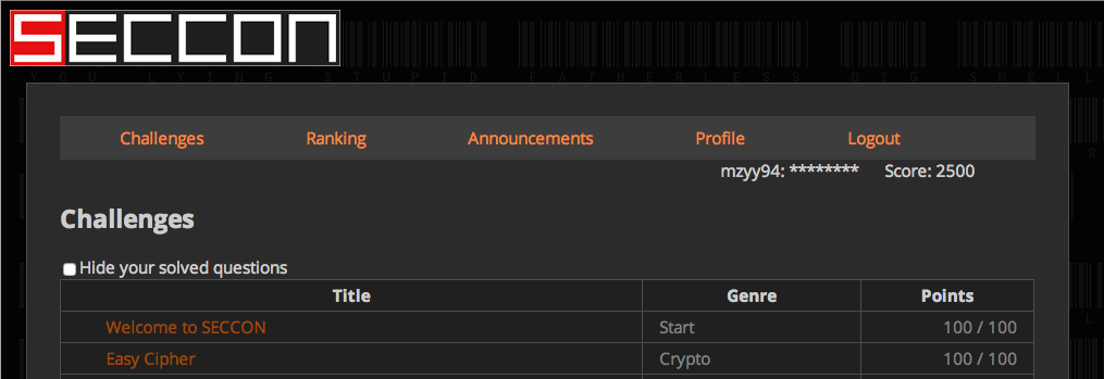 SECCON2014 Online英語版予選 Write-up