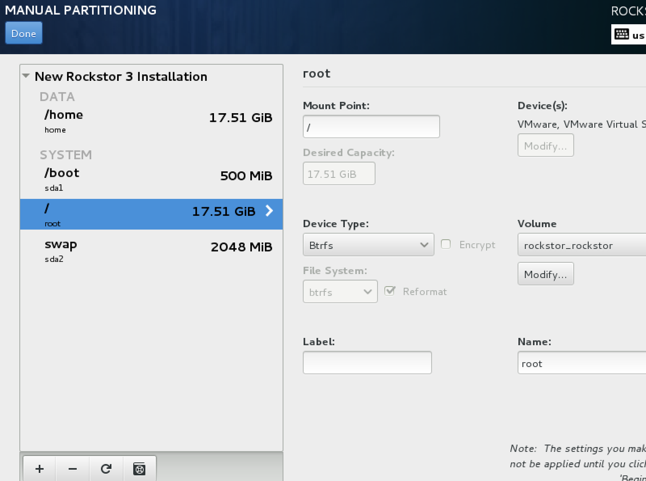 Install into btrfs